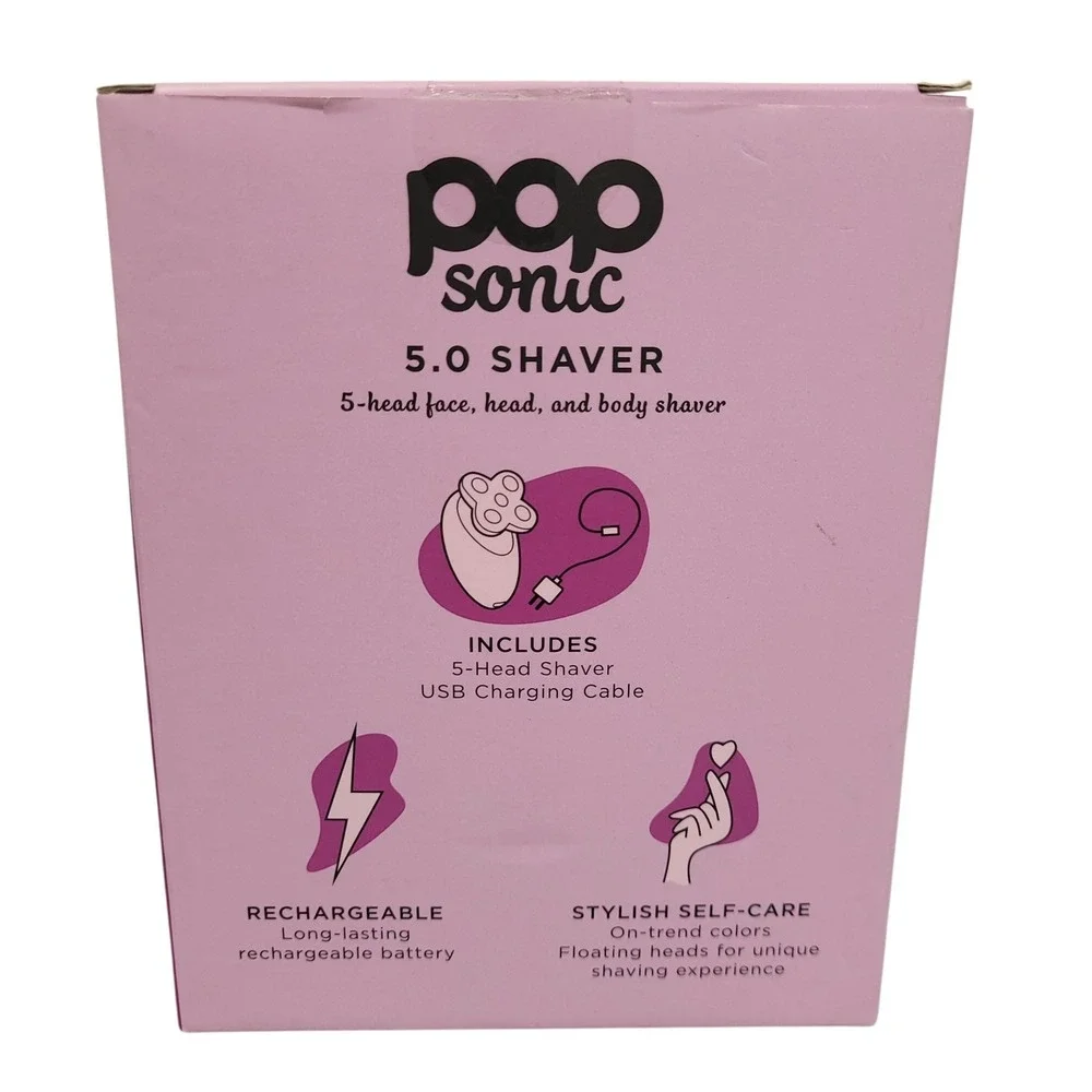 Pop Sonic 5.0 Shaver 5-Head Rechargeable Face Head Body Shaver Purple NOB